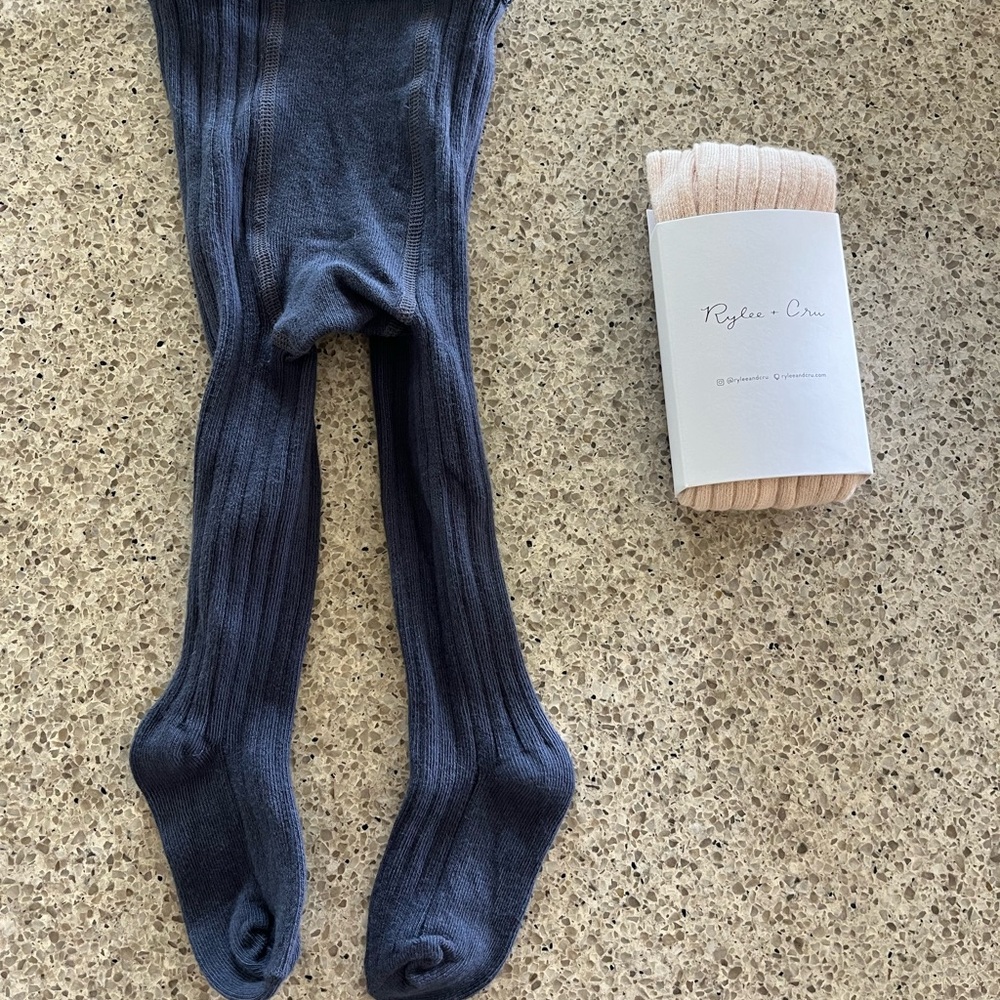 Rylee + Cru Kids Ribbed Socks - Dark Gray and Cream